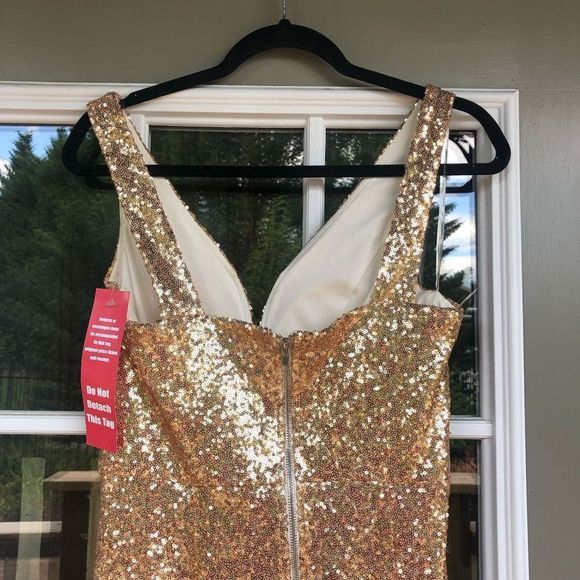 CrystalโDollโ๐พ NWT Gold Copper Ombre Sequin Mermaid Prom Dress Size 9 - Picture 6 of 11